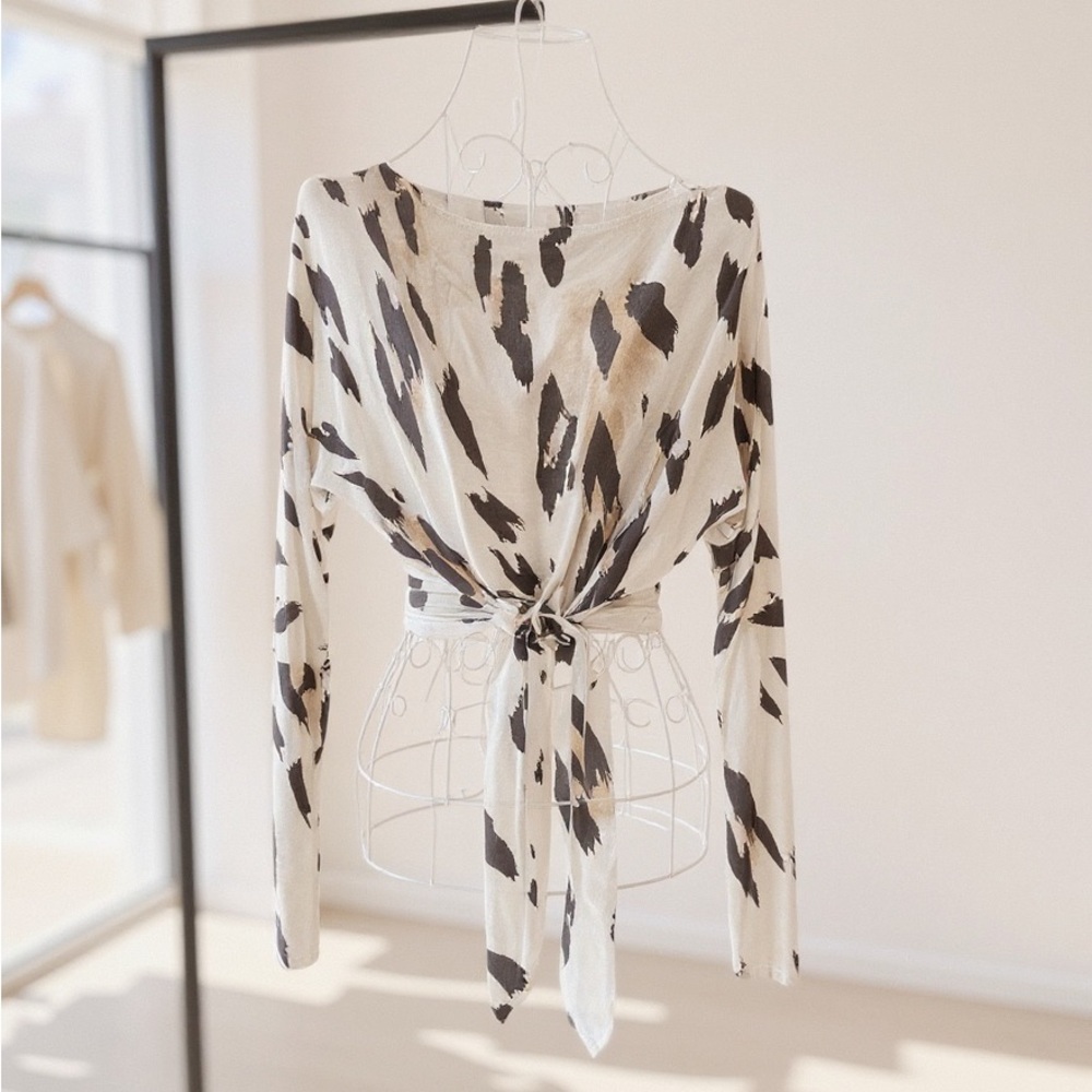 Express Brand Women’s Versatile Wear Animal Print Top - XS, Fits Like S/M